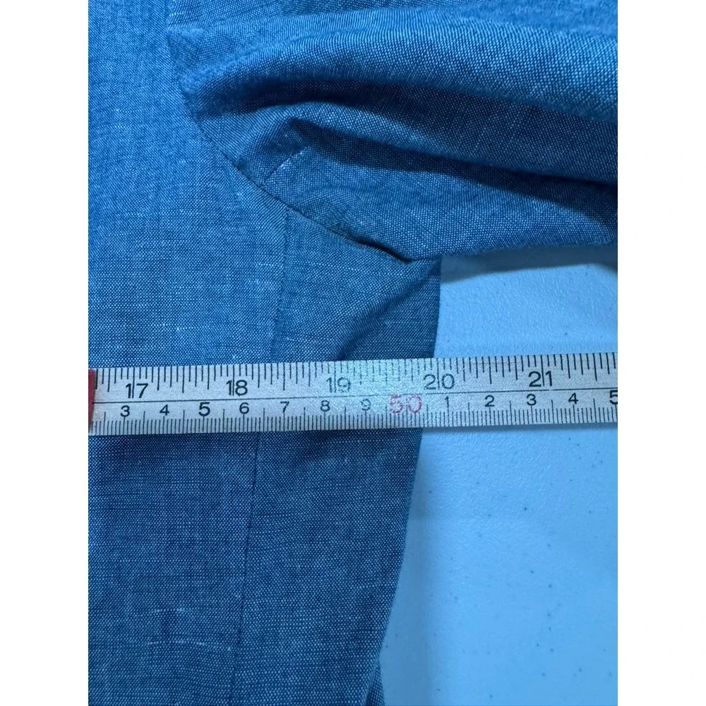 J. Crew Men Blue Linen Cotton Blend Two Button Blazer Sport Coat 38S